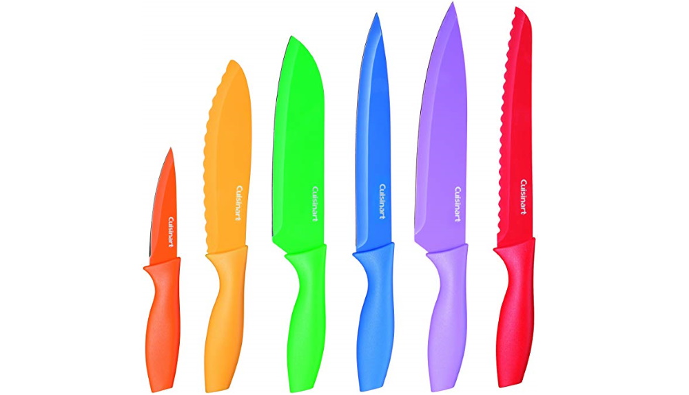Cuisinart Set 4 Coltelli Colorati Antiaderenti | Lame In Acciaio Inox Con Protezioni | Codice Colore Per Sicurezza Alimentare